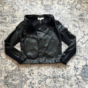 Black faux leather cropped jacket
